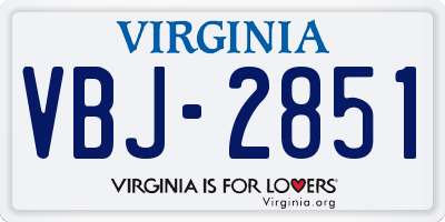 VA license plate VBJ2851