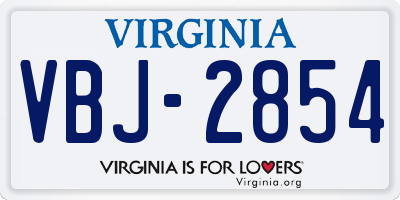 VA license plate VBJ2854