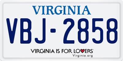 VA license plate VBJ2858