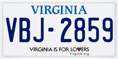 VA license plate VBJ2859
