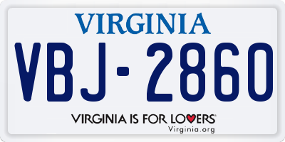 VA license plate VBJ2860