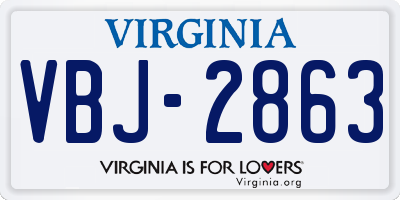 VA license plate VBJ2863