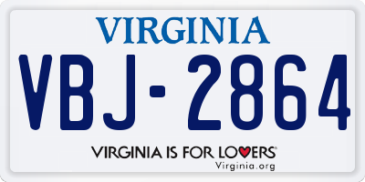 VA license plate VBJ2864