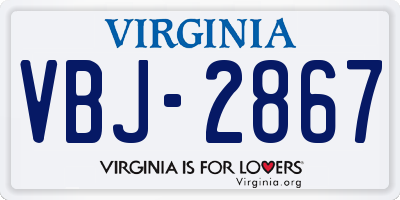 VA license plate VBJ2867
