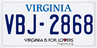 VA license plate VBJ2868
