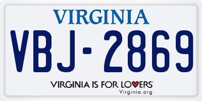 VA license plate VBJ2869