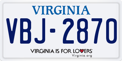 VA license plate VBJ2870
