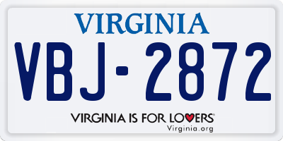 VA license plate VBJ2872
