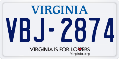 VA license plate VBJ2874