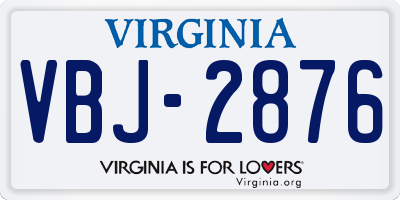 VA license plate VBJ2876