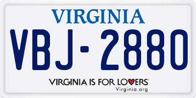 VA license plate VBJ2880