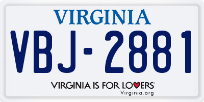 VA license plate VBJ2881