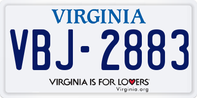 VA license plate VBJ2883