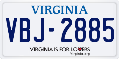 VA license plate VBJ2885