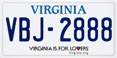 VA license plate VBJ2888