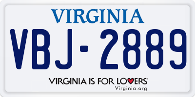 VA license plate VBJ2889