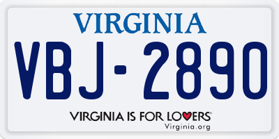 VA license plate VBJ2890