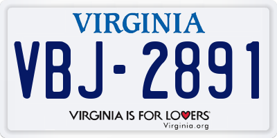 VA license plate VBJ2891