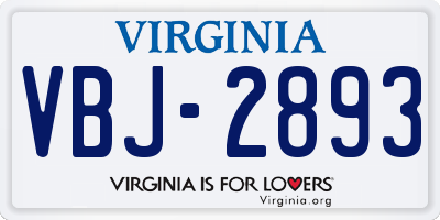 VA license plate VBJ2893