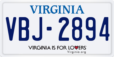 VA license plate VBJ2894