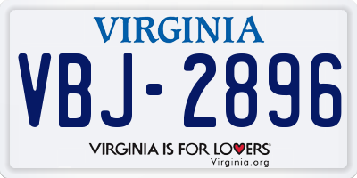 VA license plate VBJ2896