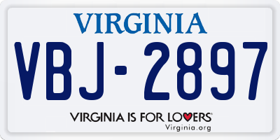 VA license plate VBJ2897
