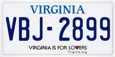 VA license plate VBJ2899