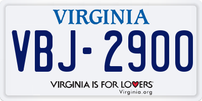 VA license plate VBJ2900