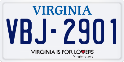 VA license plate VBJ2901