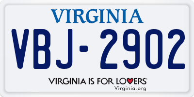 VA license plate VBJ2902