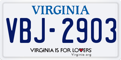 VA license plate VBJ2903