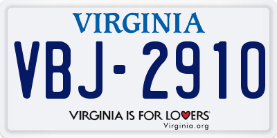 VA license plate VBJ2910