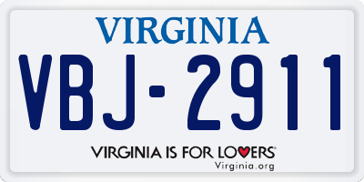 VA license plate VBJ2911