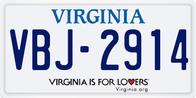 VA license plate VBJ2914