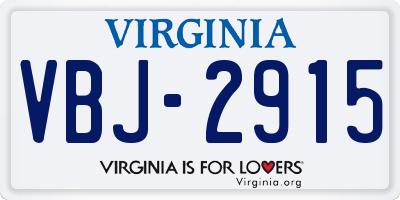 VA license plate VBJ2915