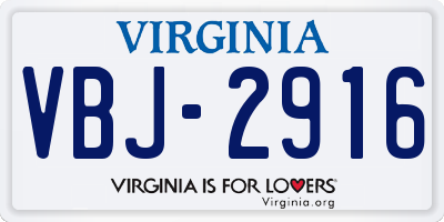 VA license plate VBJ2916