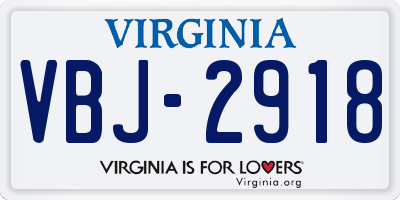 VA license plate VBJ2918