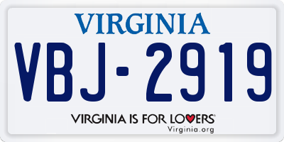 VA license plate VBJ2919