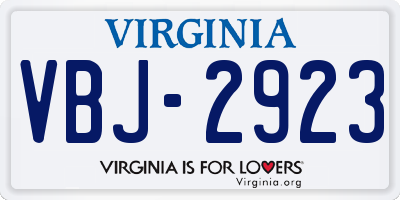 VA license plate VBJ2923
