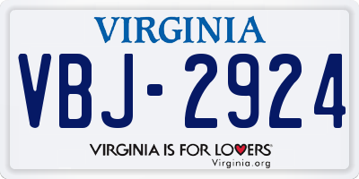 VA license plate VBJ2924