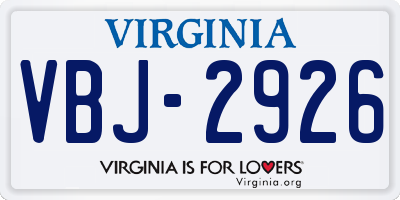 VA license plate VBJ2926