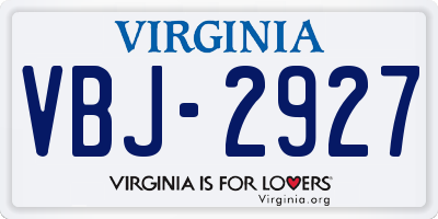 VA license plate VBJ2927
