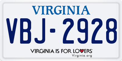 VA license plate VBJ2928