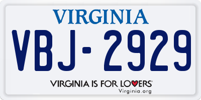 VA license plate VBJ2929