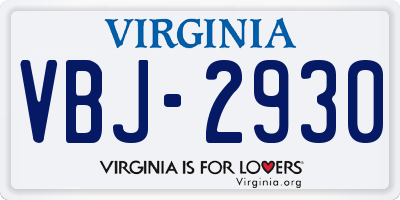 VA license plate VBJ2930