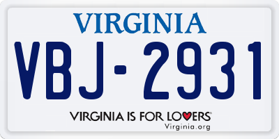 VA license plate VBJ2931