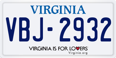 VA license plate VBJ2932