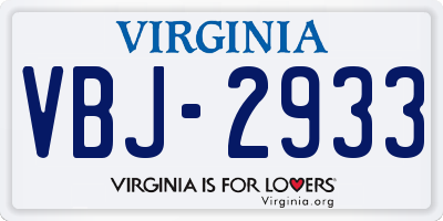 VA license plate VBJ2933
