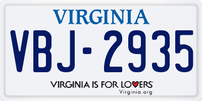 VA license plate VBJ2935