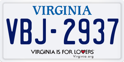 VA license plate VBJ2937